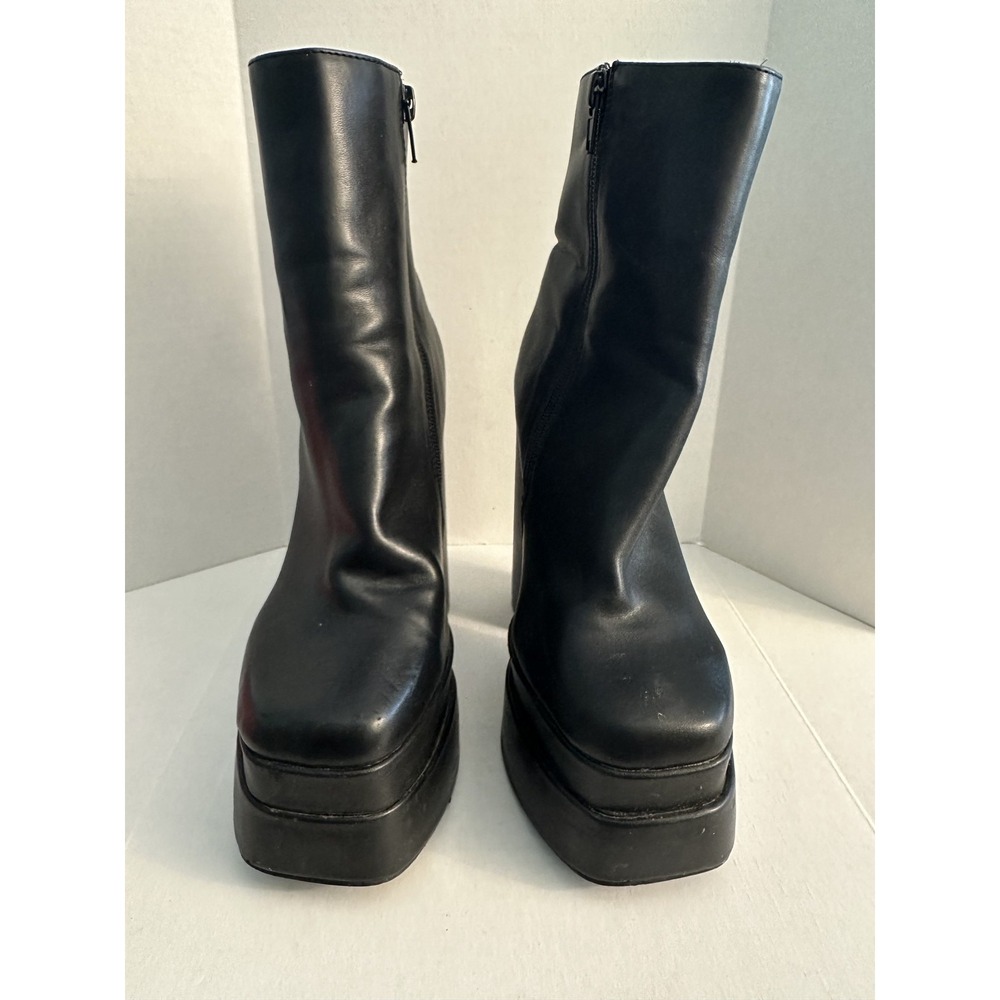Olivia Thompson Shoes Boots Women Size 5.5 Black Platform Chunky‎ Block Heel Zip